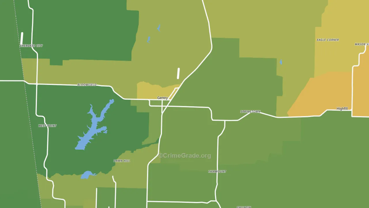 72734, AR Map of Vehicle Theft Rates