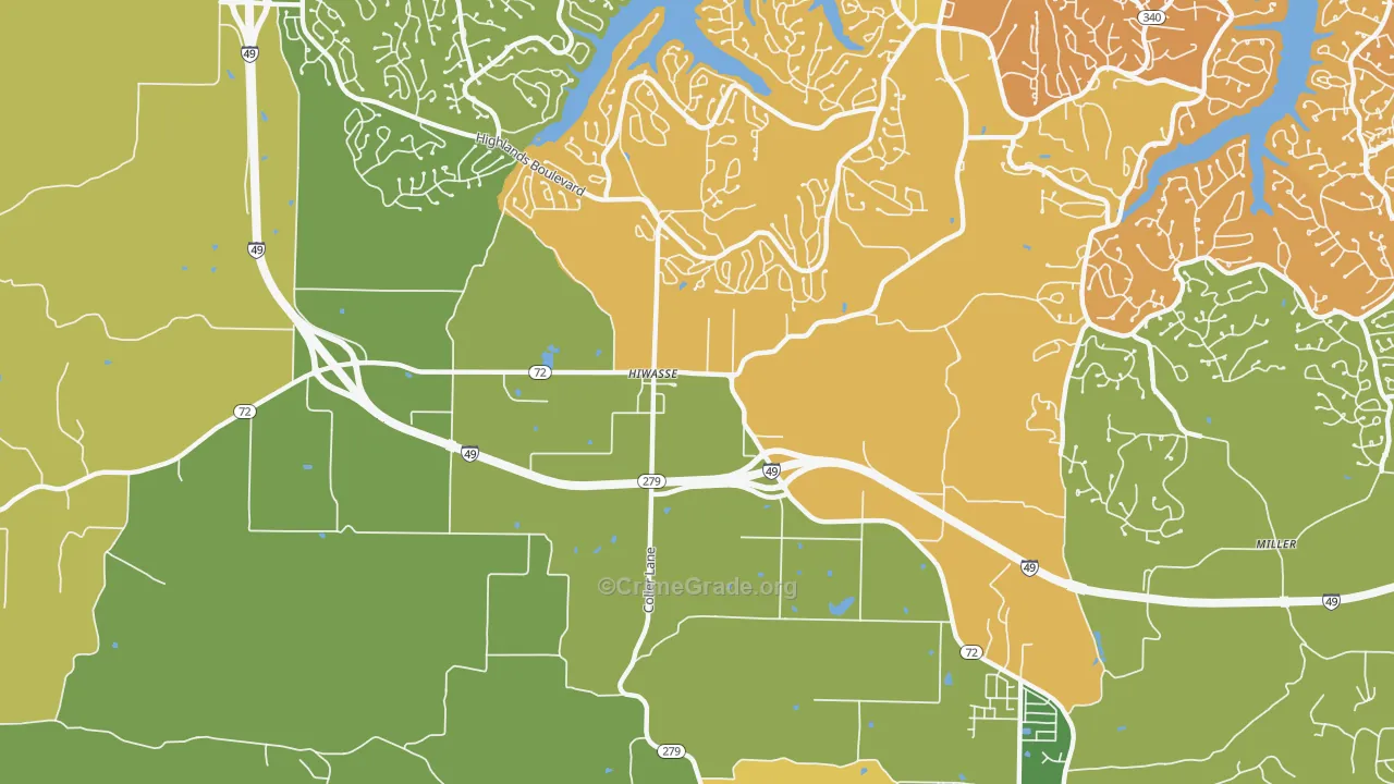 72739, AR Map of Vehicle Theft Rates
