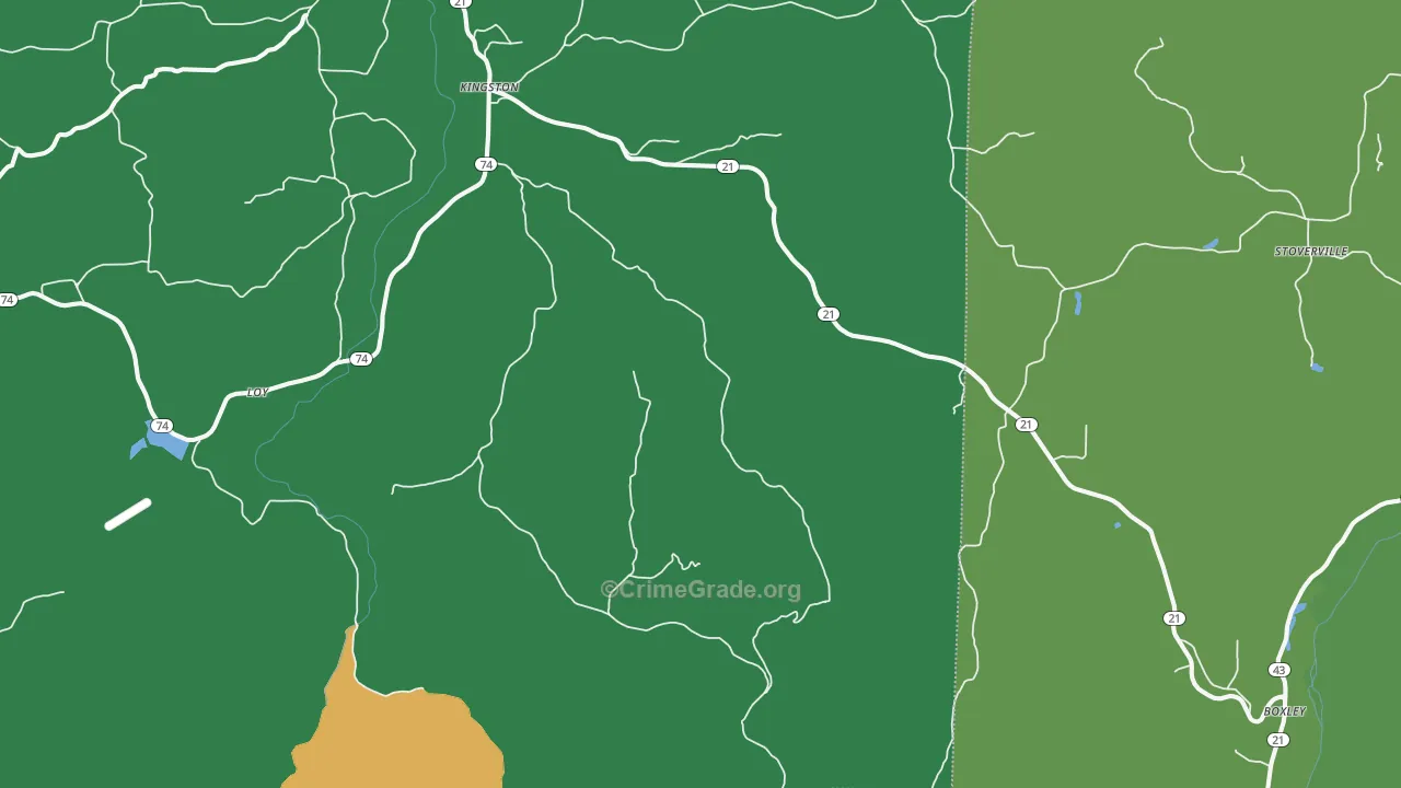 72742, AR Map of Vehicle Theft Rates