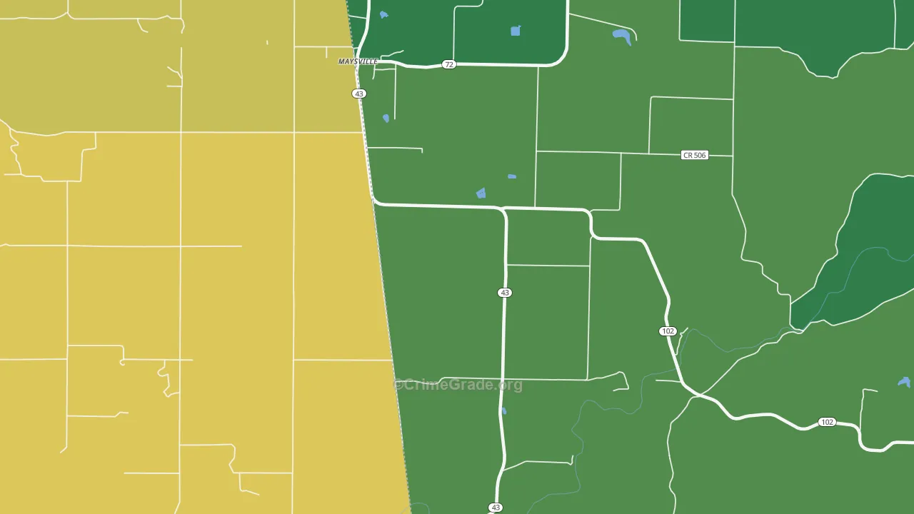 72747, AR Map of Vehicle Theft Rates