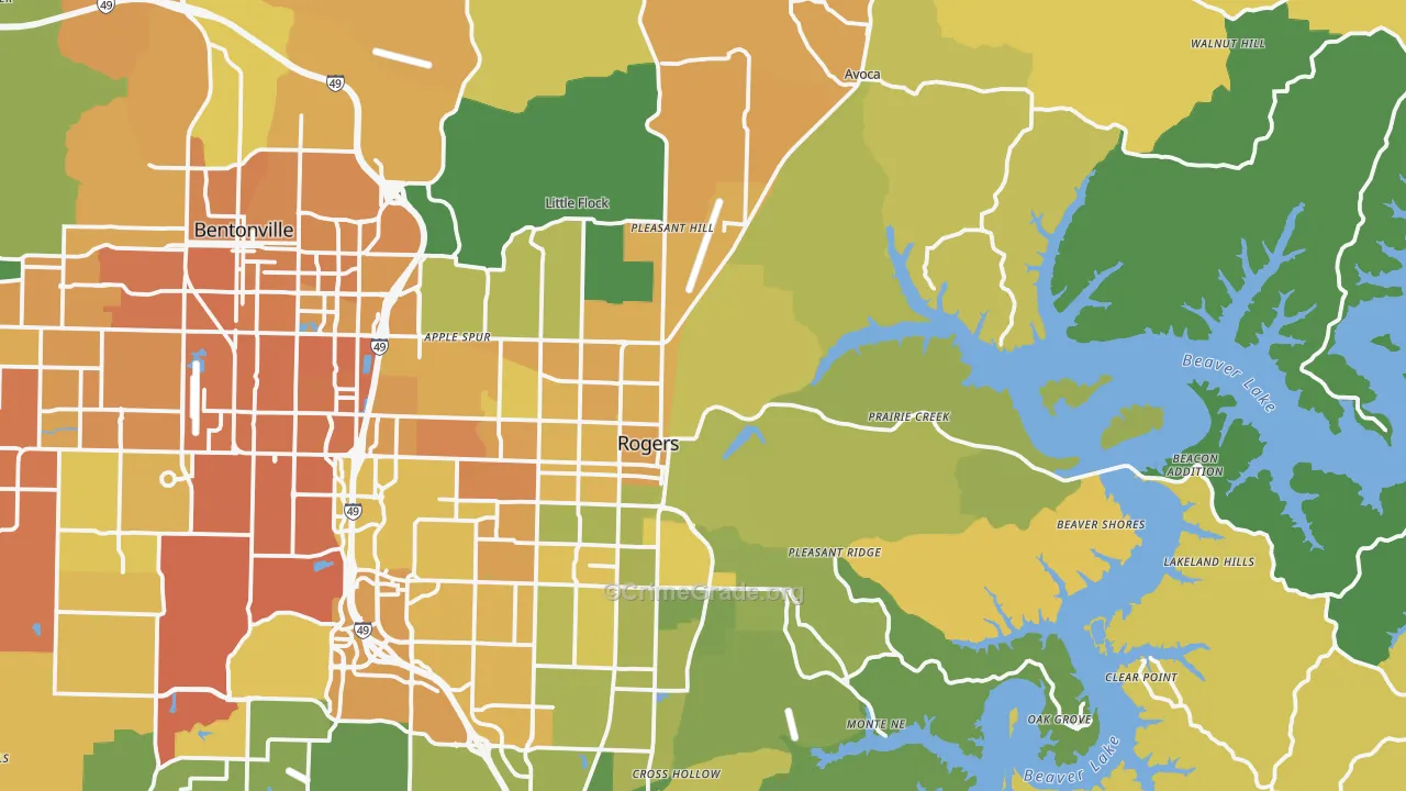 72756, AR Map of Vehicle Theft Rates