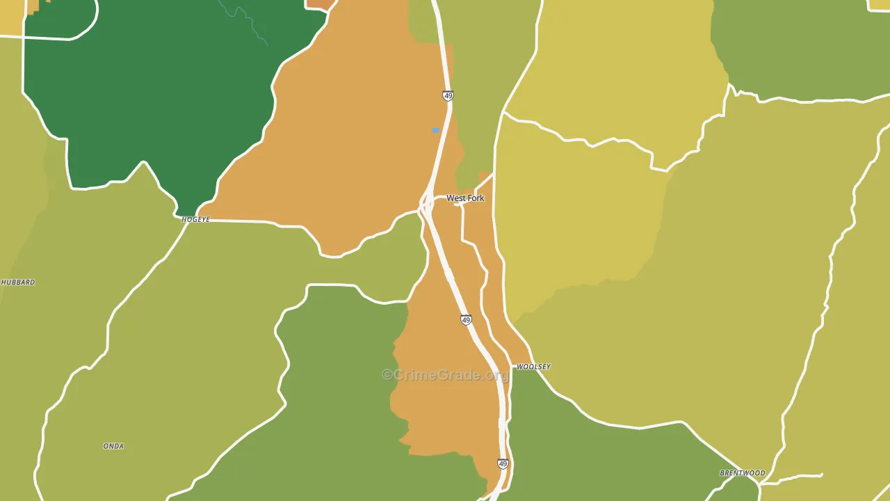 72774, AR Map of Vehicle Theft Rates