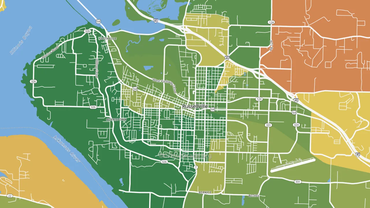72801, AR Map of Vehicle Theft Rates