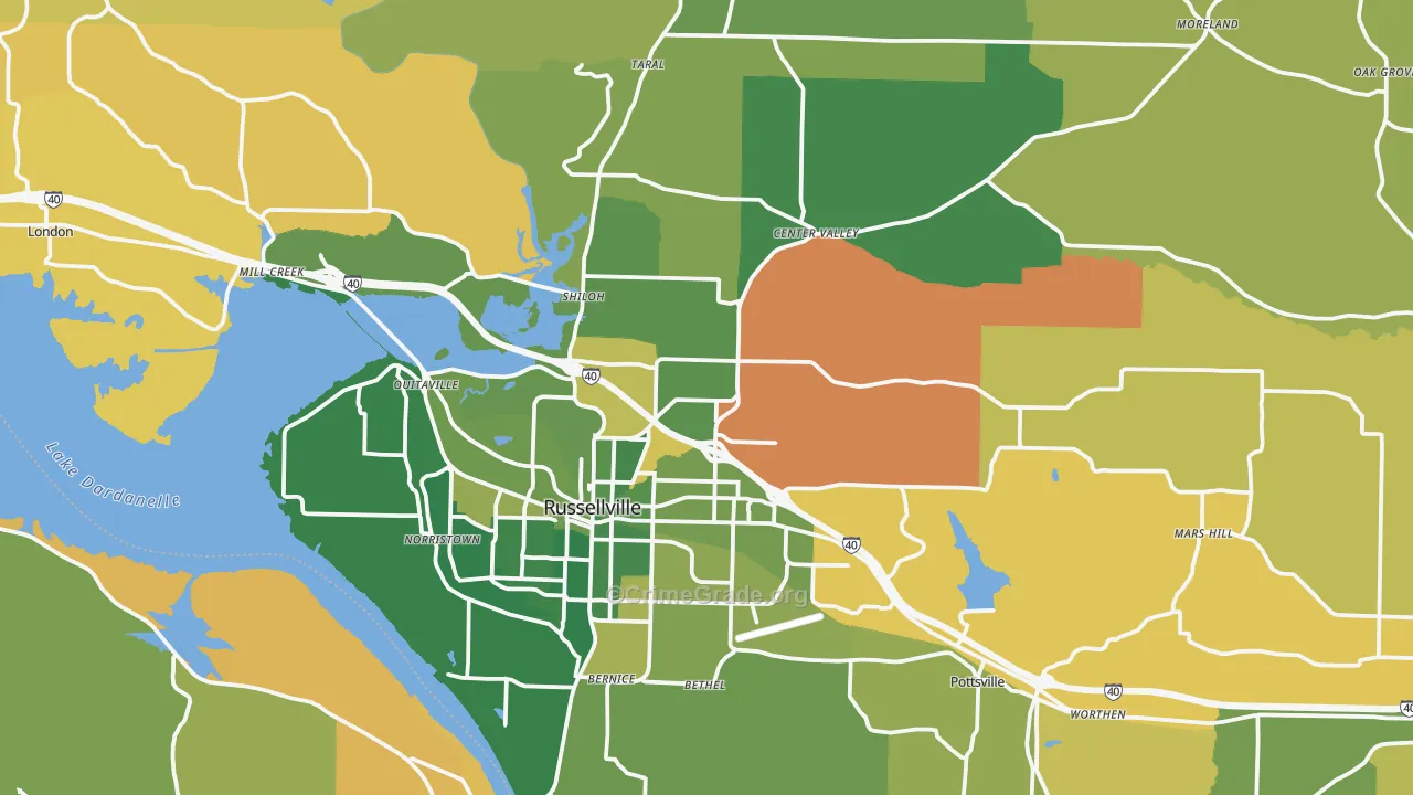 72802, AR Map of Vehicle Theft Rates