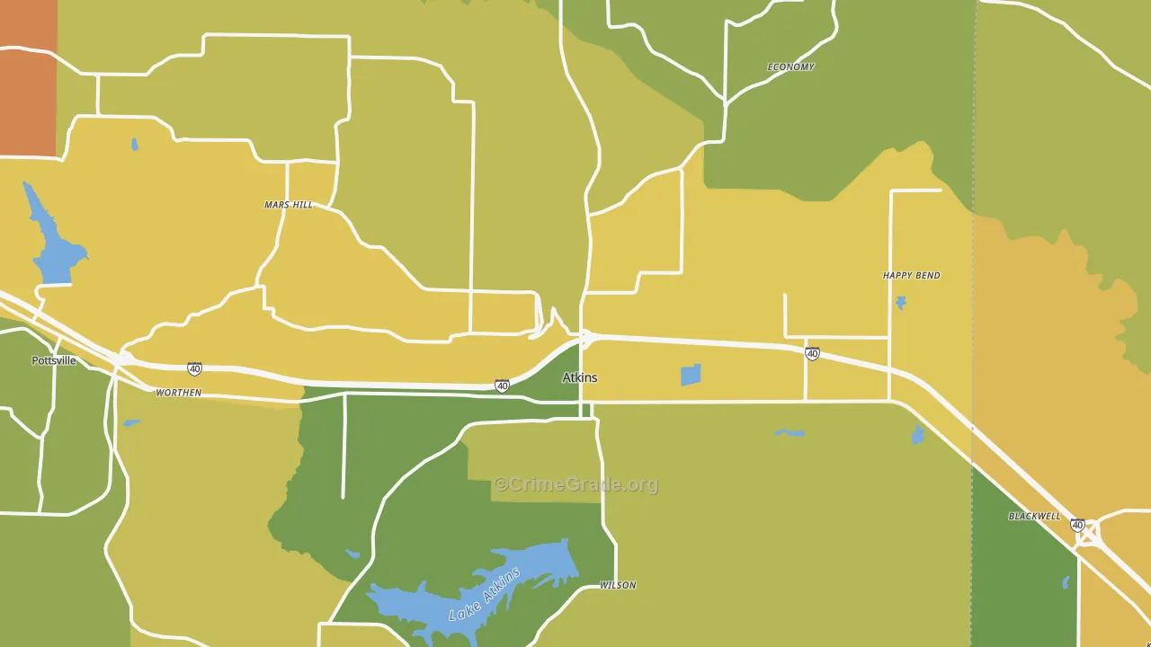 72823, AR Map of Vehicle Theft Rates