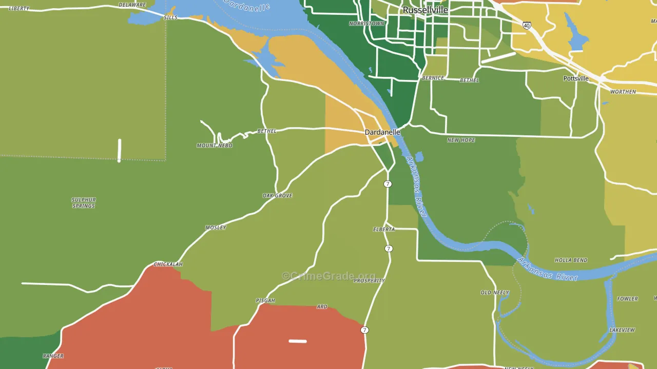 72834, AR Map of Vehicle Theft Rates