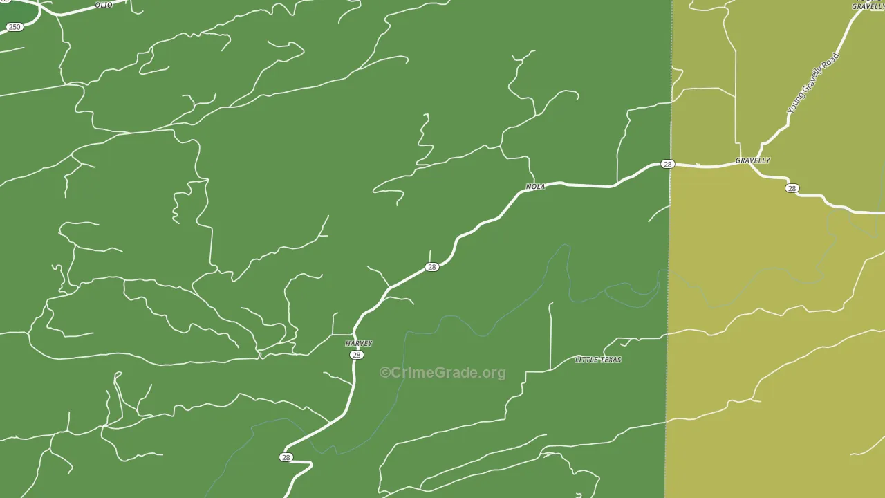 72841, AR Map of Vehicle Theft Rates