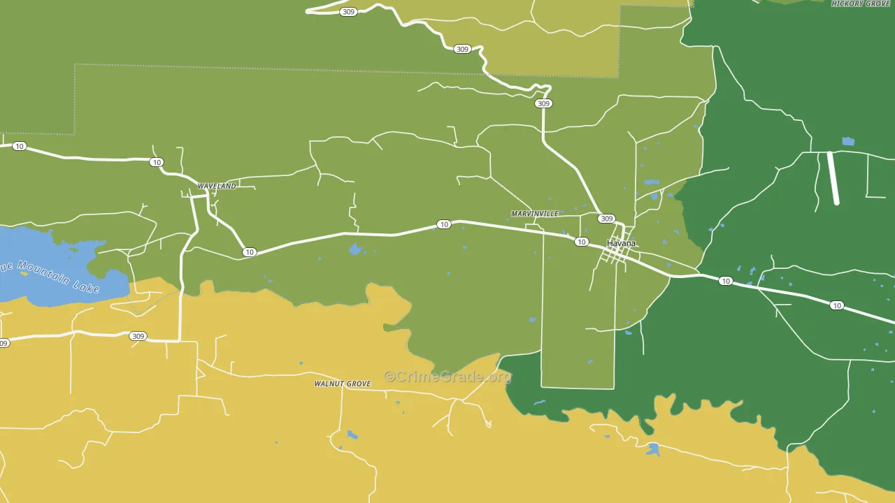 72842, AR Map of Vehicle Theft Rates