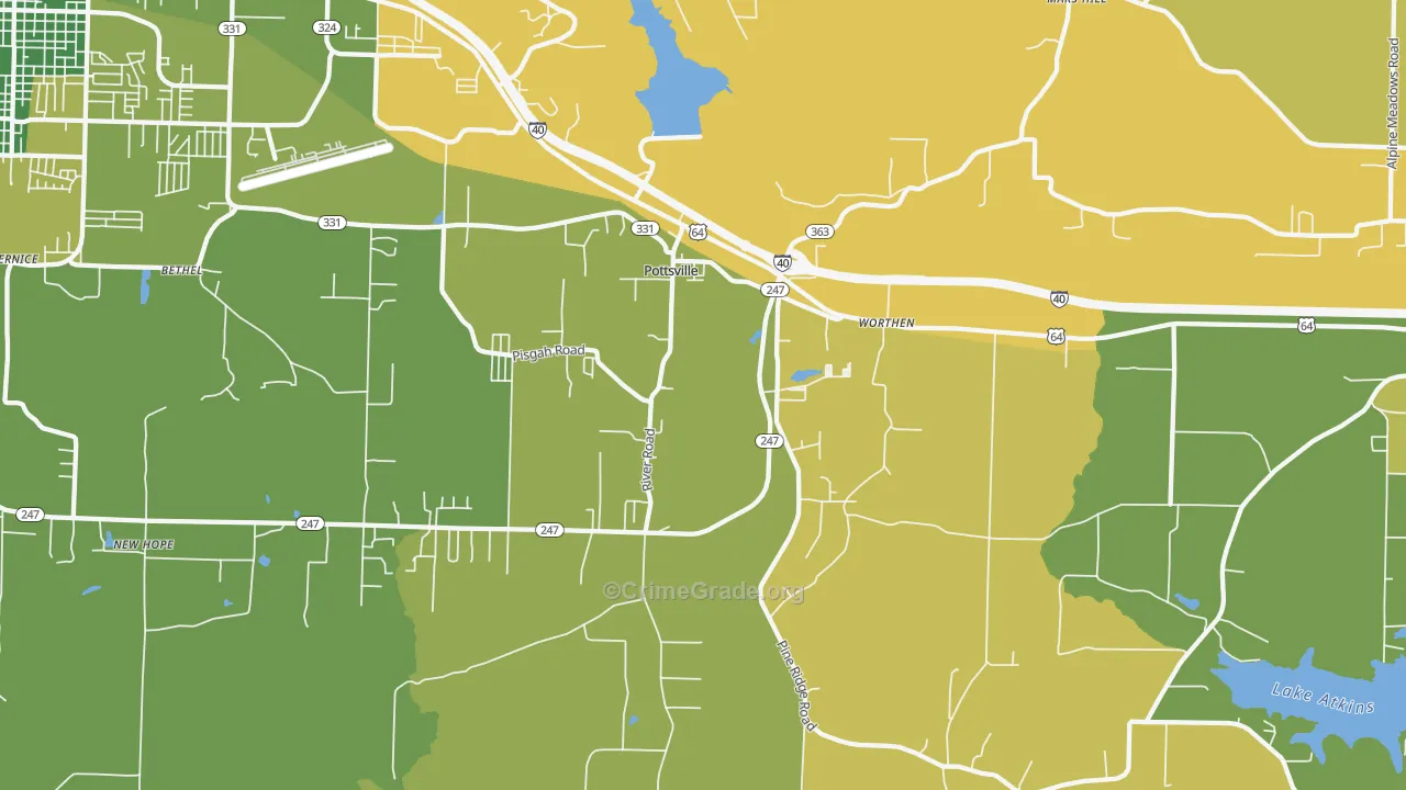 72858, AR Map of Vehicle Theft Rates