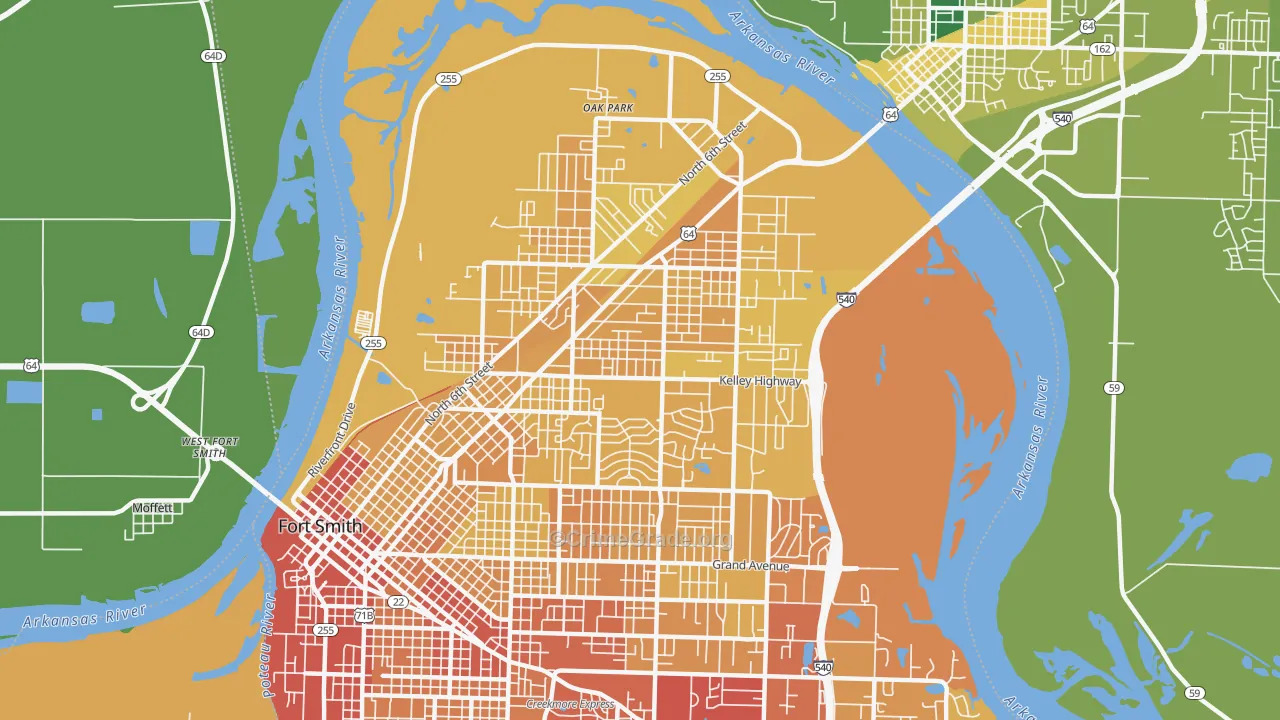 72904, AR Map of Vehicle Theft Rates