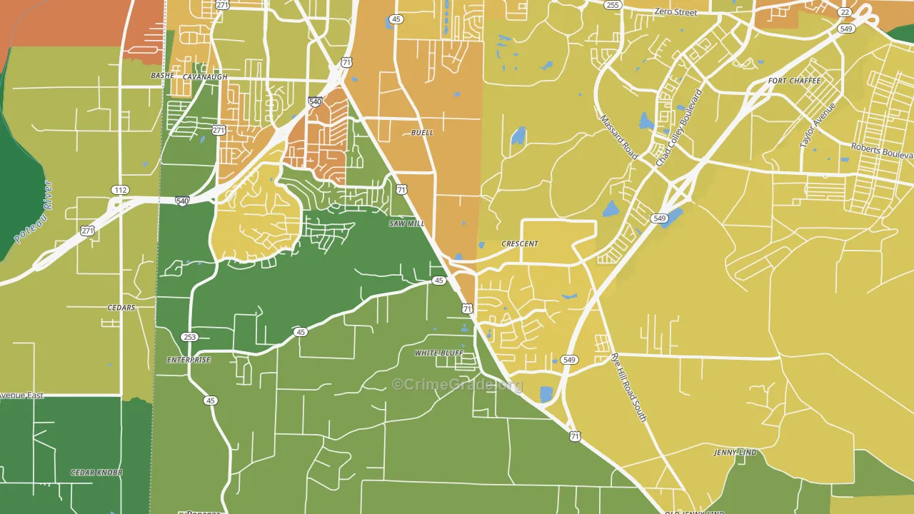 72916, AR Map of Vehicle Theft Rates