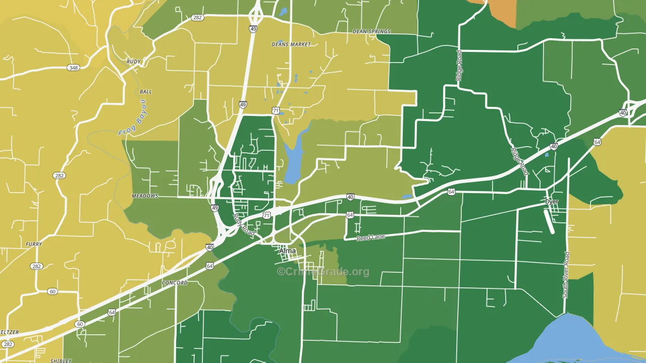 72921, AR Map of Vehicle Theft Rates