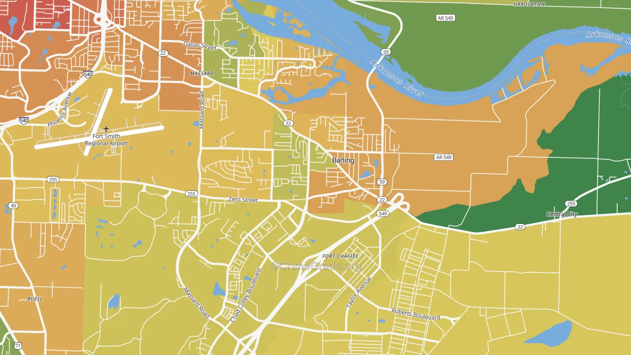 72923, AR Map of Vehicle Theft Rates
