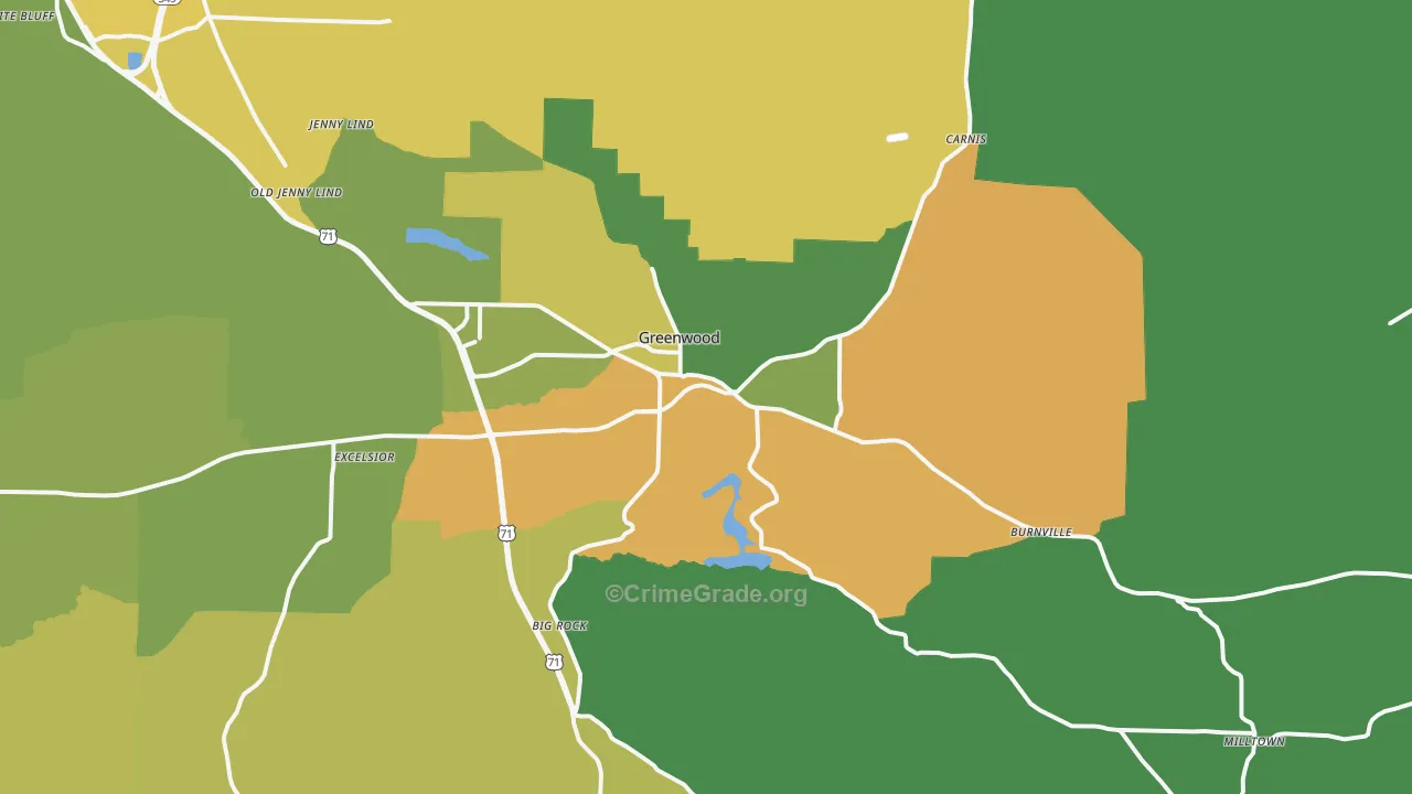 72936, AR Map of Vehicle Theft Rates