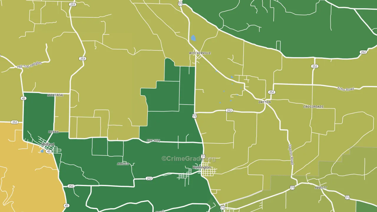 72940, AR Map of Vehicle Theft Rates
