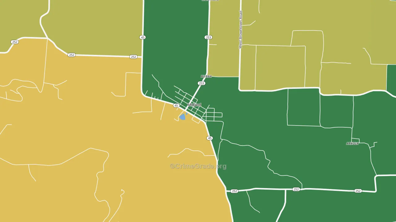 72945, AR Map of Vehicle Theft Rates