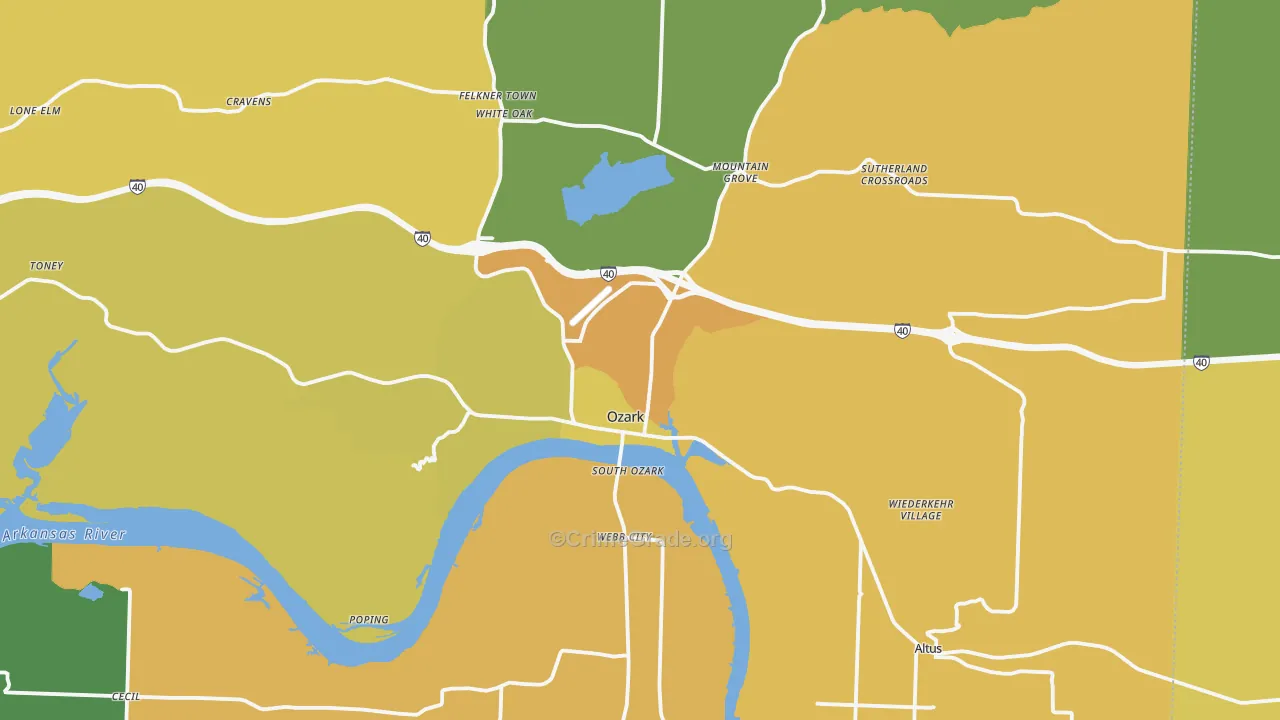 72949, AR Map of Vehicle Theft Rates