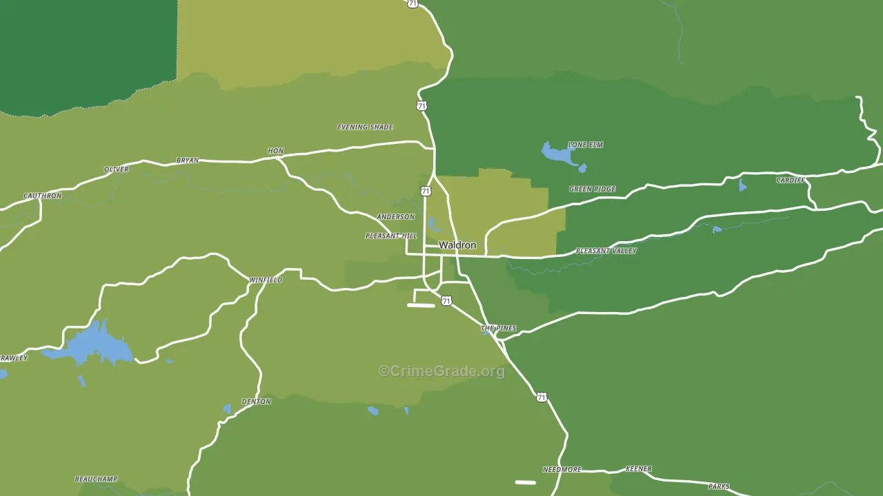 72958, AR Map of Vehicle Theft Rates