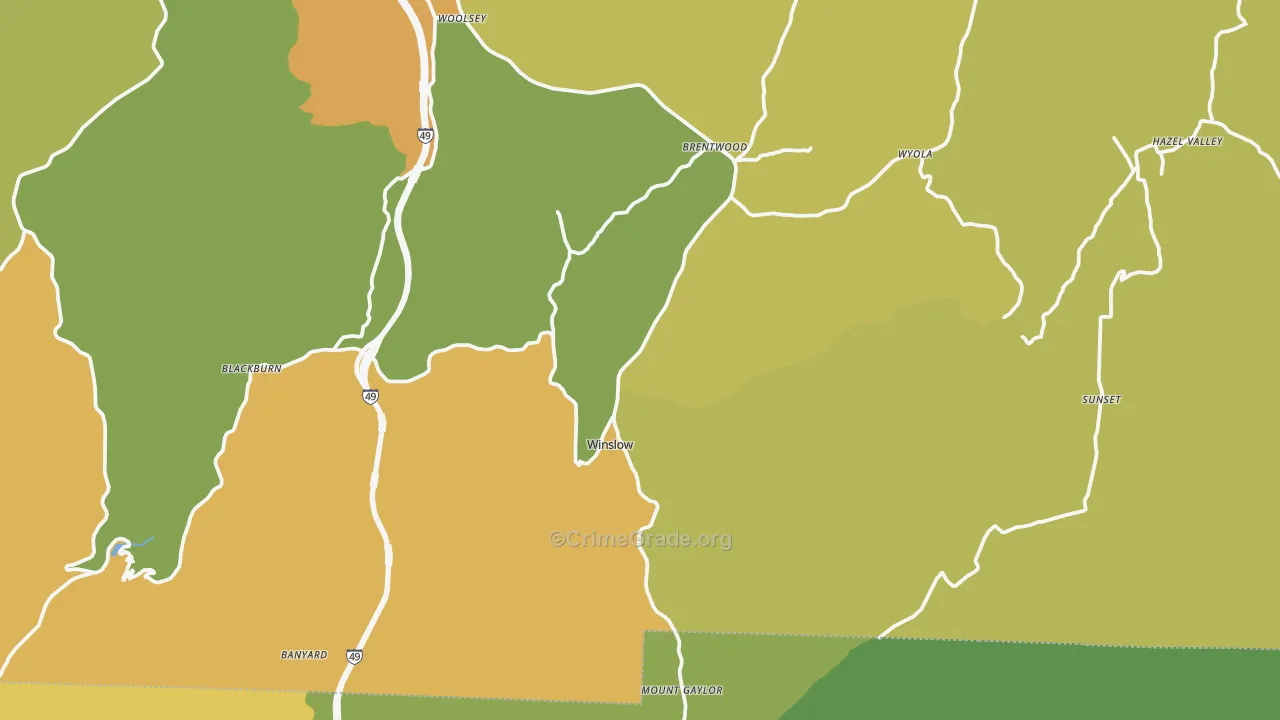 72959, AR Map of Vehicle Theft Rates