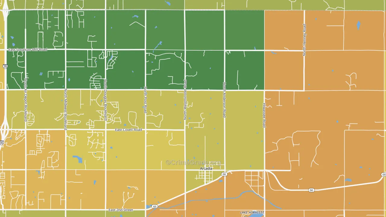 73007, OK Map of Vehicle Theft Rates