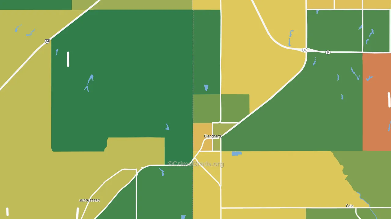 73010, OK Map of Vehicle Theft Rates