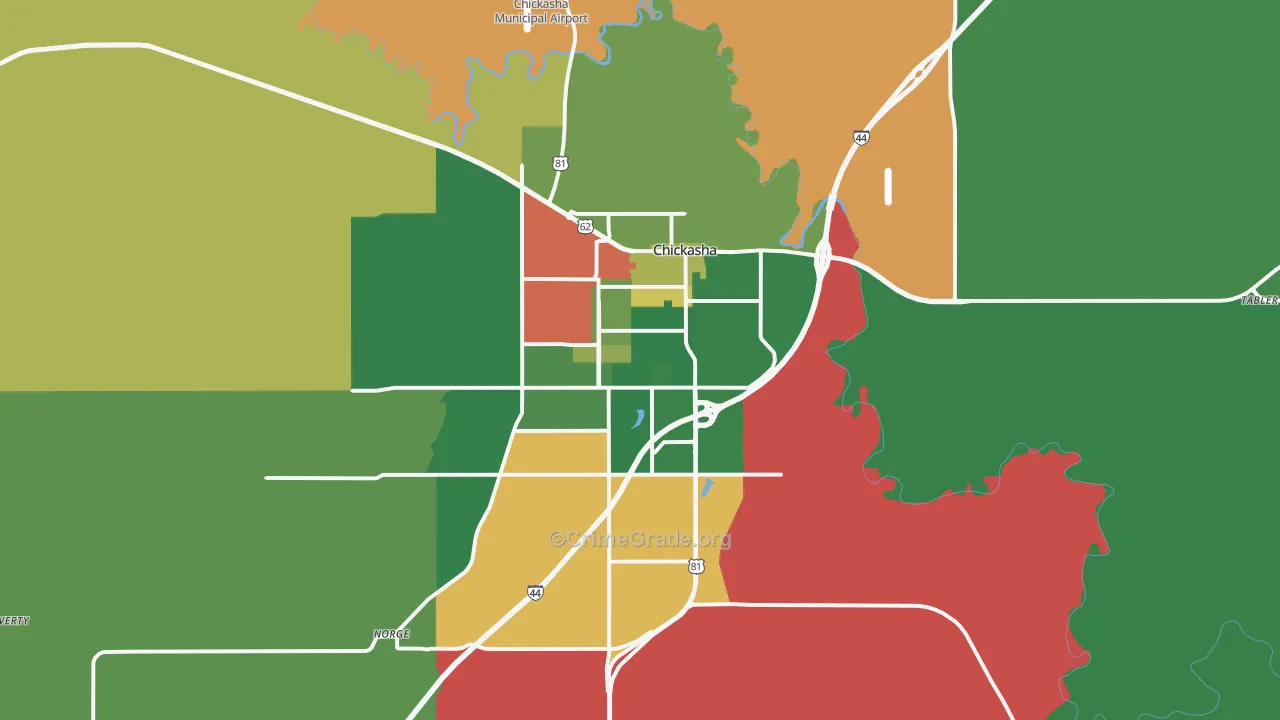73018, OK Map of Vehicle Theft Rates