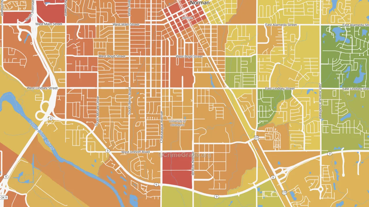 73019, OK Map of Vehicle Theft Rates