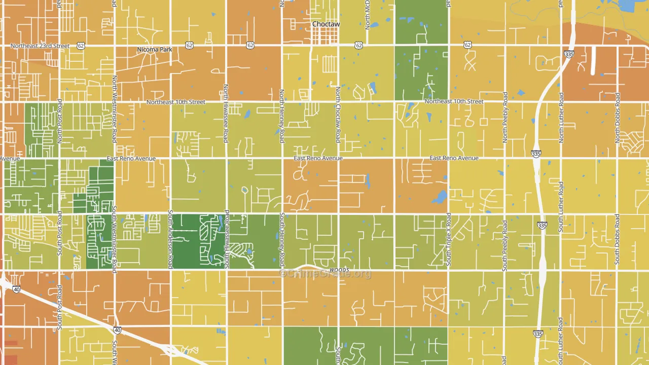 73020, OK Map of Vehicle Theft Rates