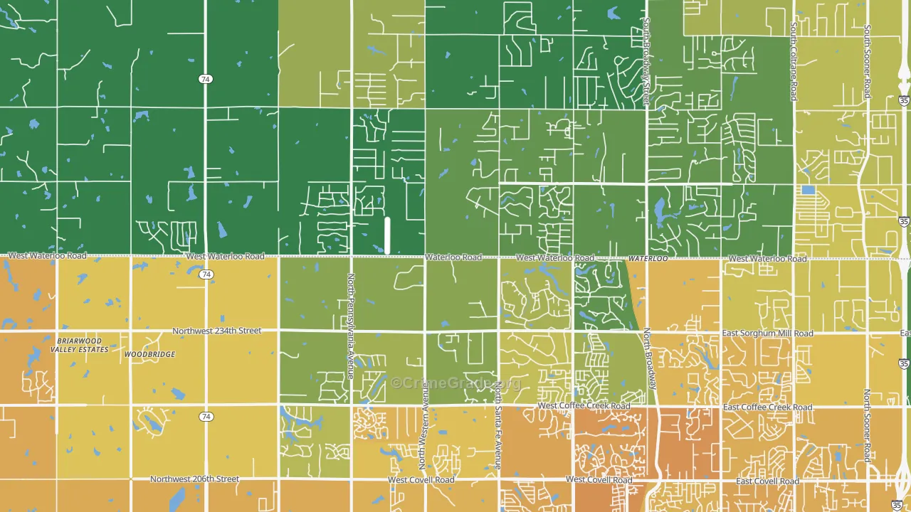 73025, OK Map of Vehicle Theft Rates