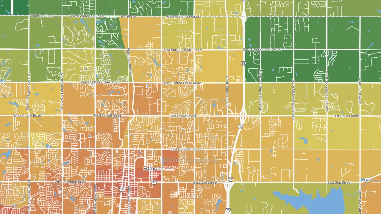 73034, OK Map of Vehicle Theft Rates