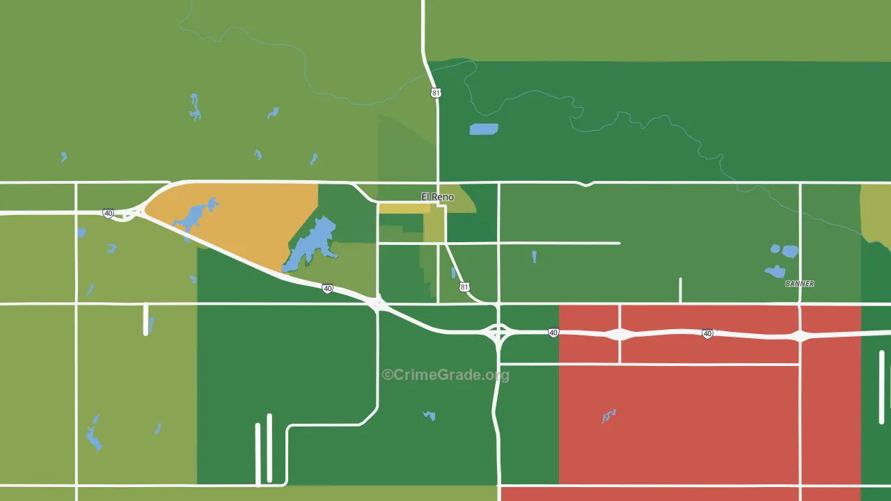 73036, OK Map of Vehicle Theft Rates