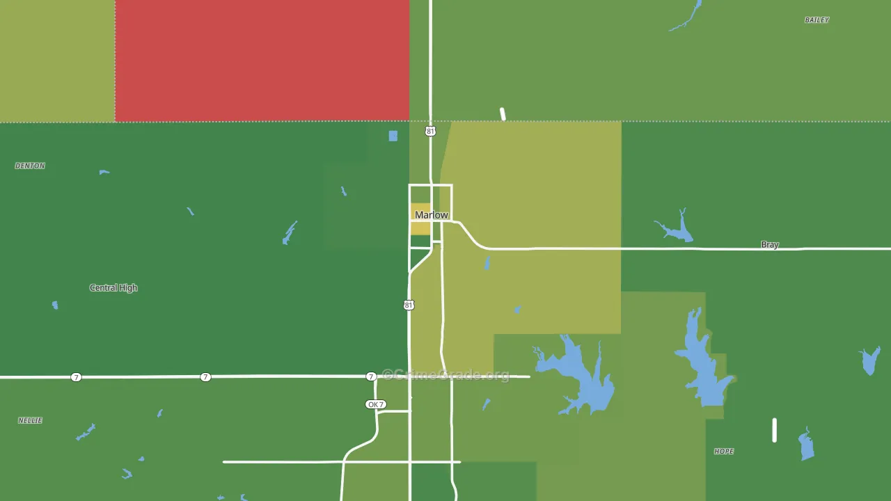 73055, OK Map of Vehicle Theft Rates