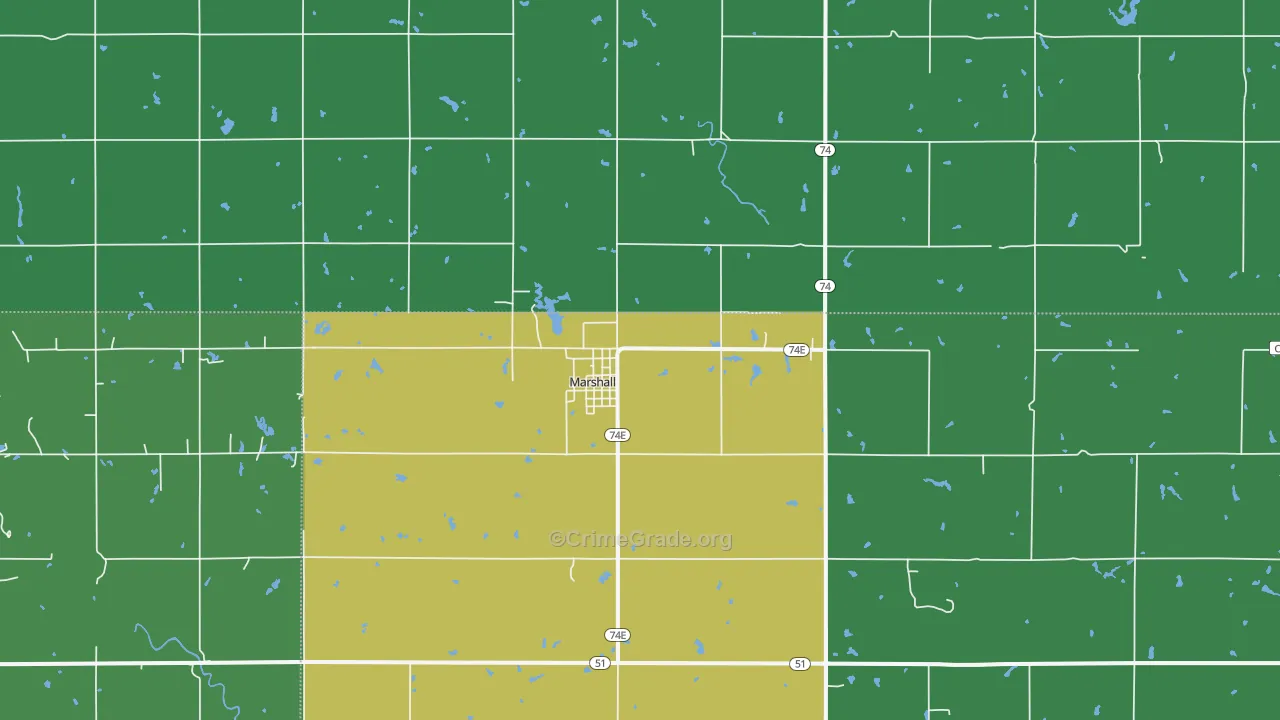 73056, OK Map of Vehicle Theft Rates