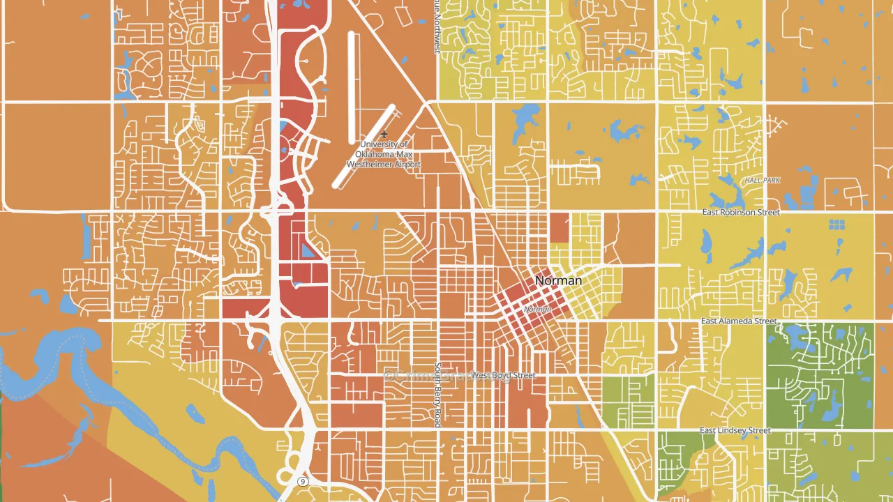 73069, OK Map of Vehicle Theft Rates