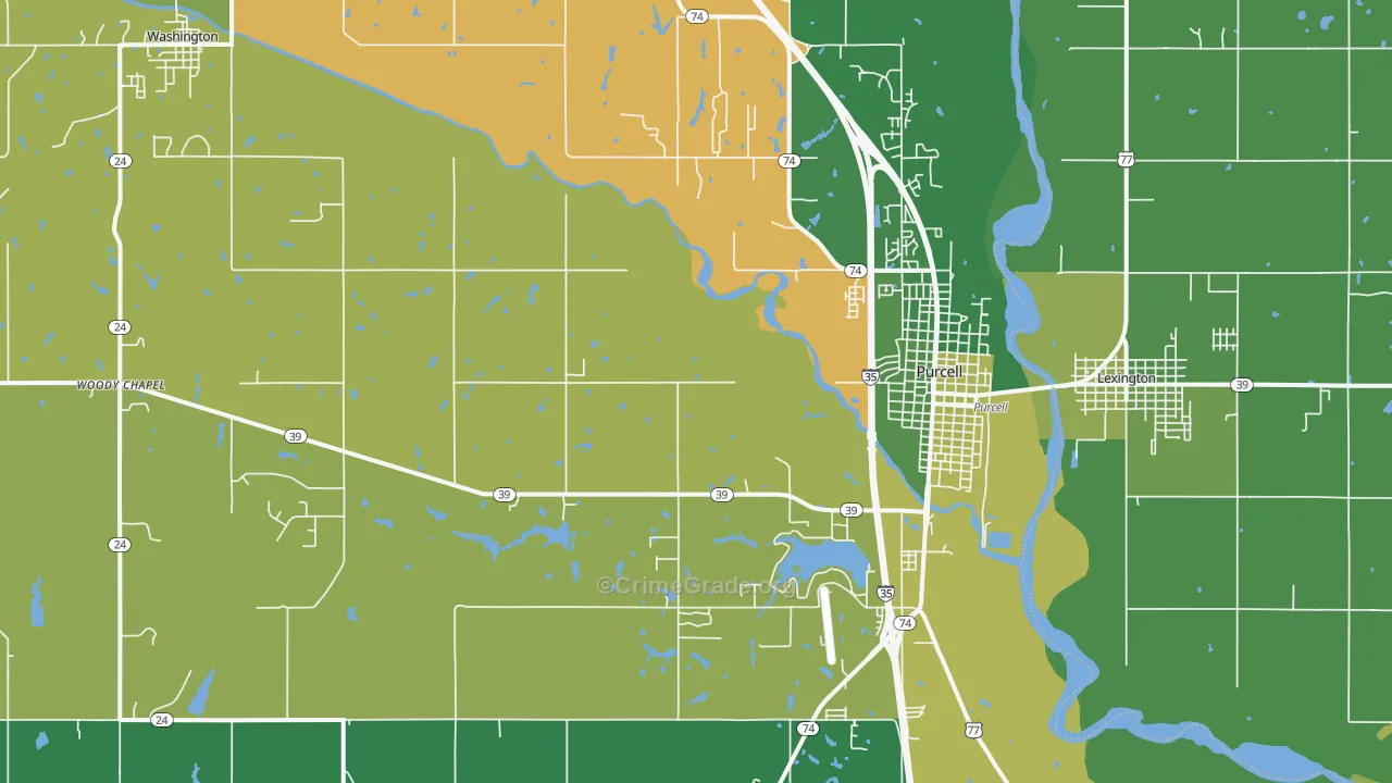 73080, OK Map of Vehicle Theft Rates
