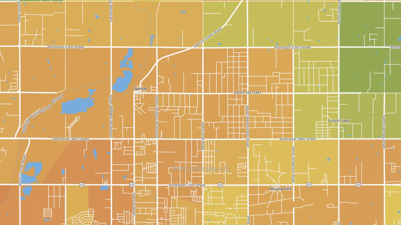73084, OK Map of Vehicle Theft Rates