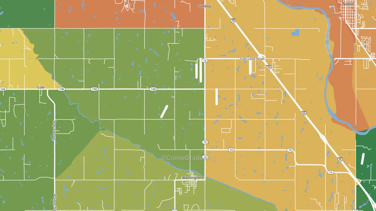 73093, OK Map of Vehicle Theft Rates