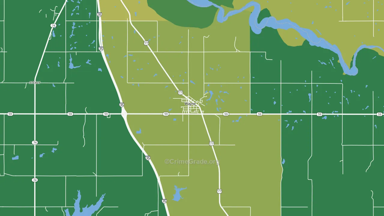 73095, OK Map of Vehicle Theft Rates