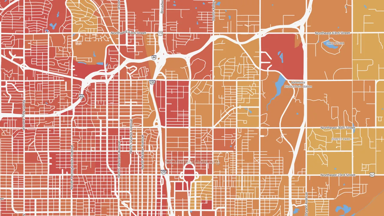 73105, OK Map of Vehicle Theft Rates