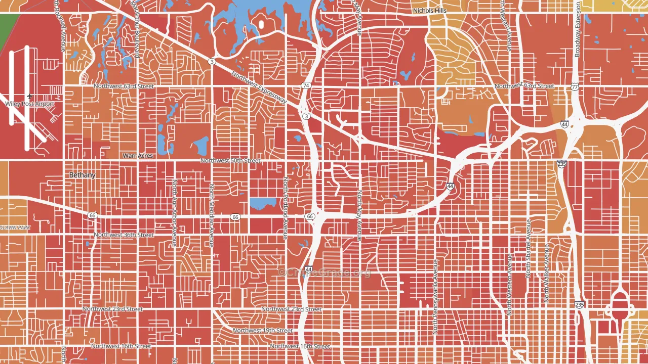 73112, OK Map of Vehicle Theft Rates