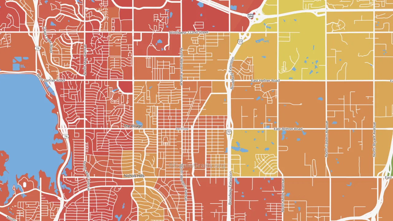 73114, OK Map of Vehicle Theft Rates