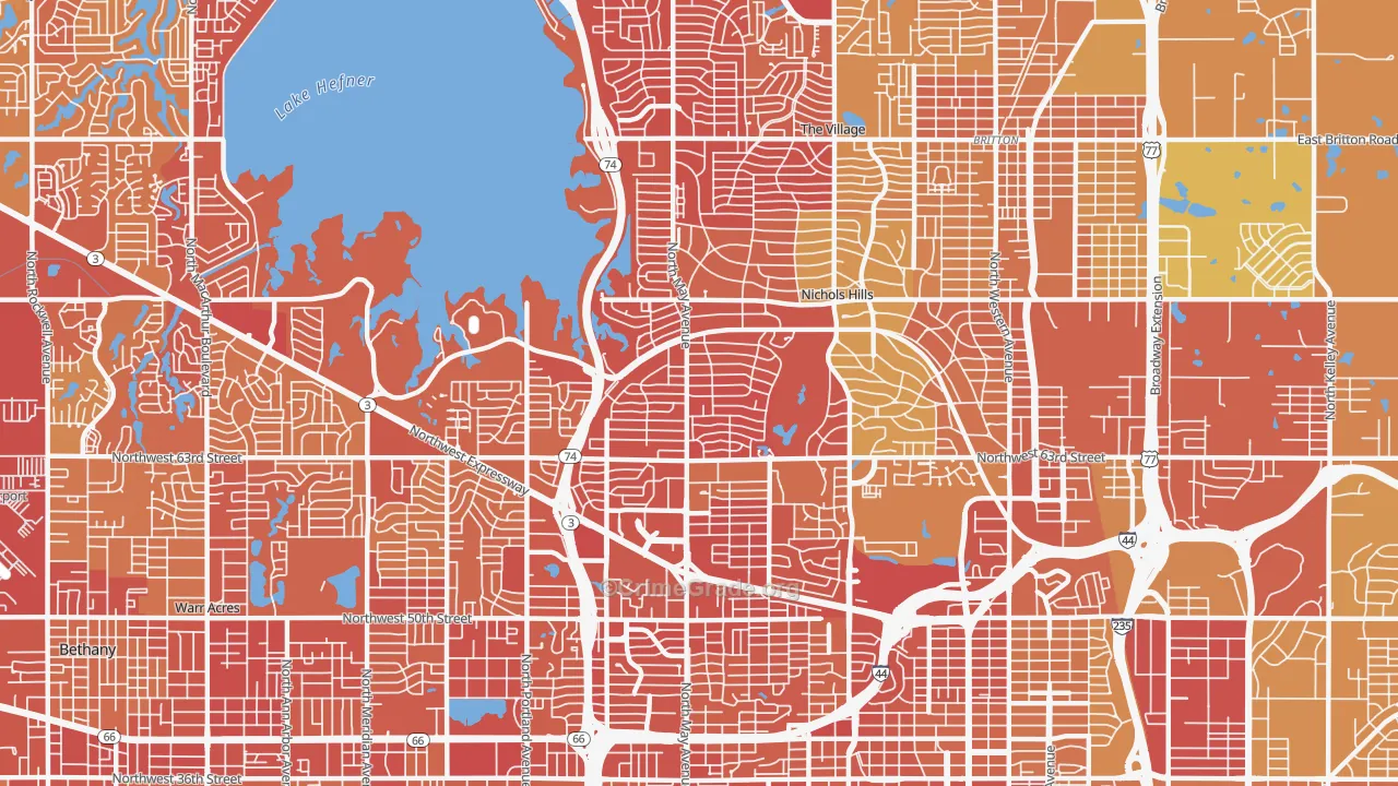 73116, OK Map of Vehicle Theft Rates