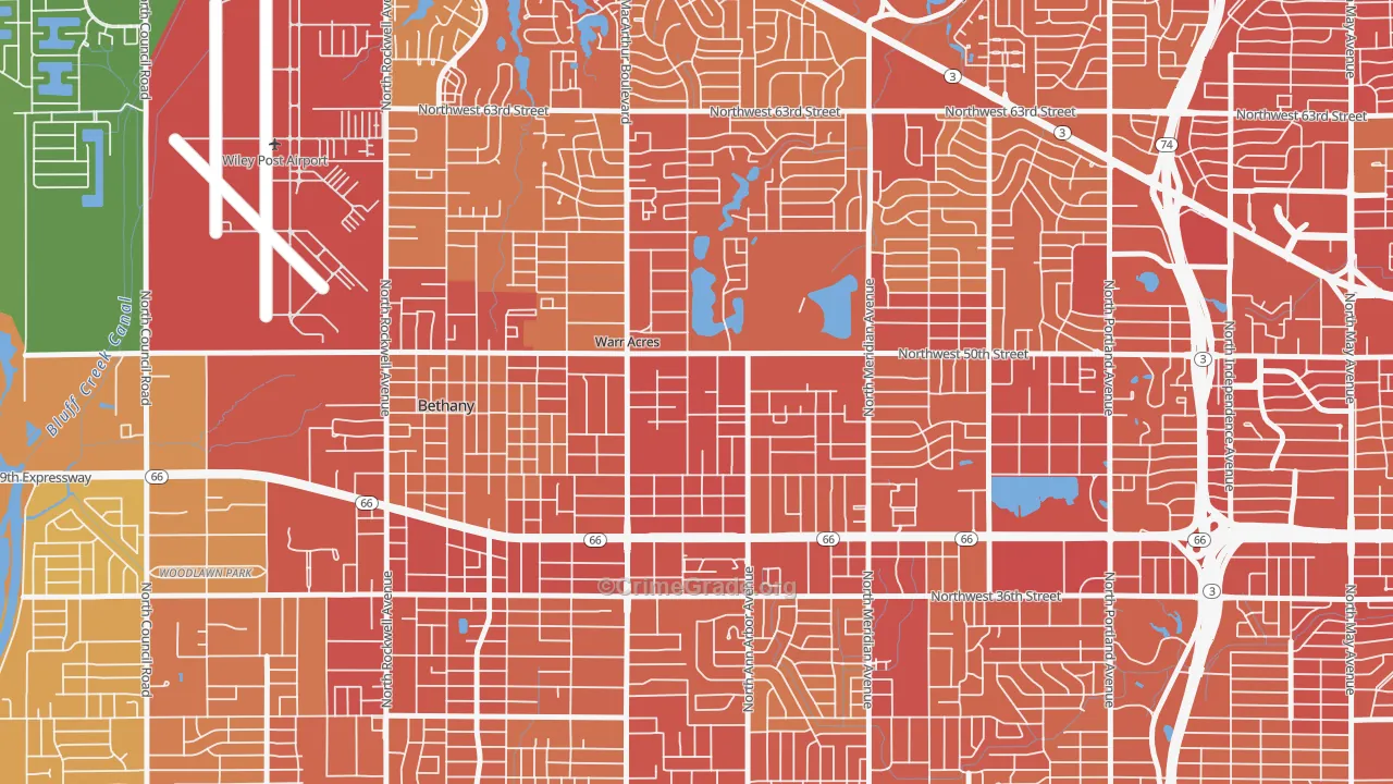 73122, OK Map of Vehicle Theft Rates