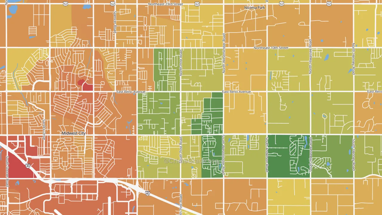 73130, OK Map of Vehicle Theft Rates
