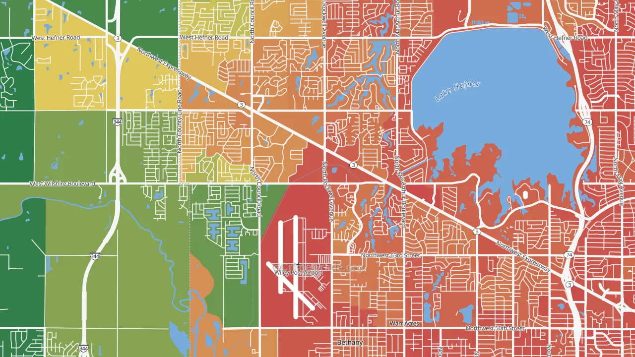 73132, OK Map of Vehicle Theft Rates