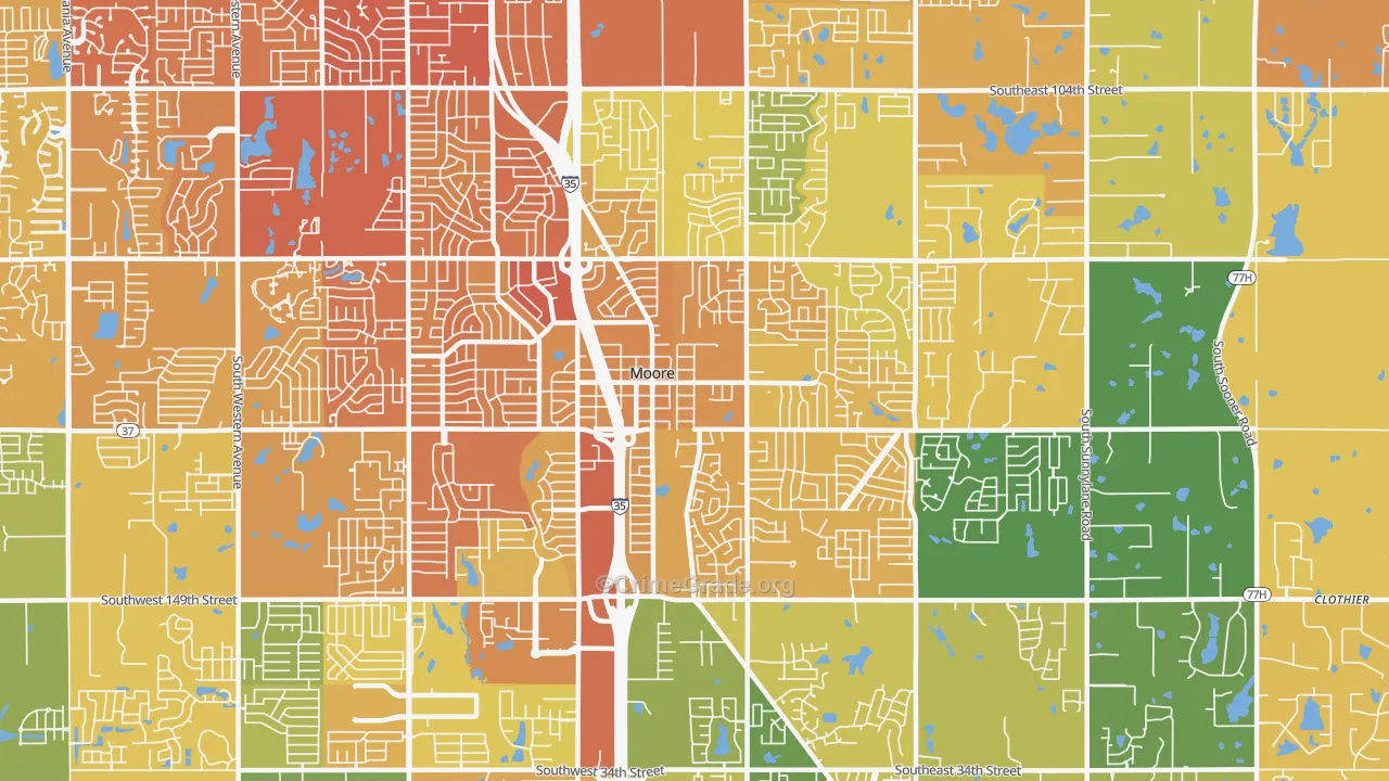 73160, OK Map of Vehicle Theft Rates