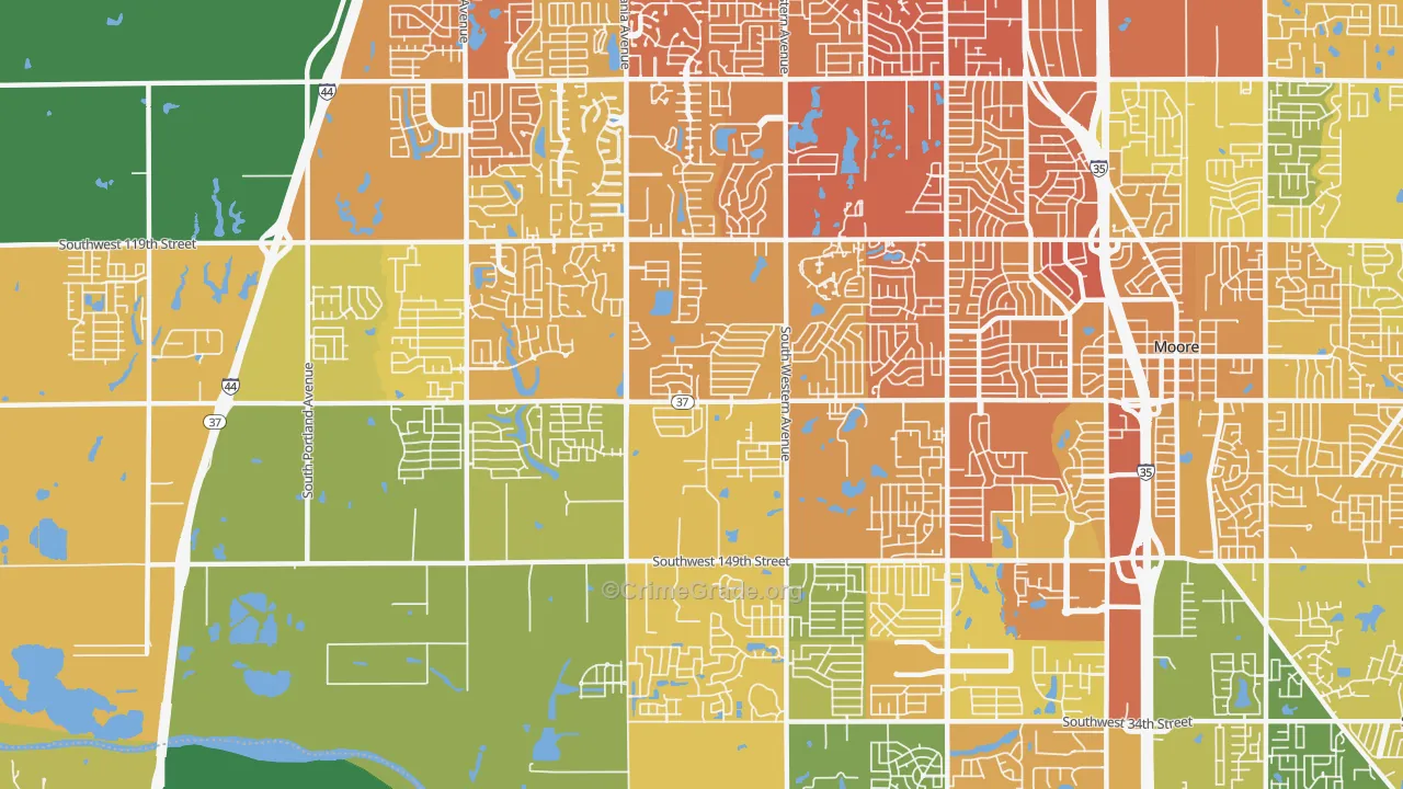73170, OK Map of Vehicle Theft Rates