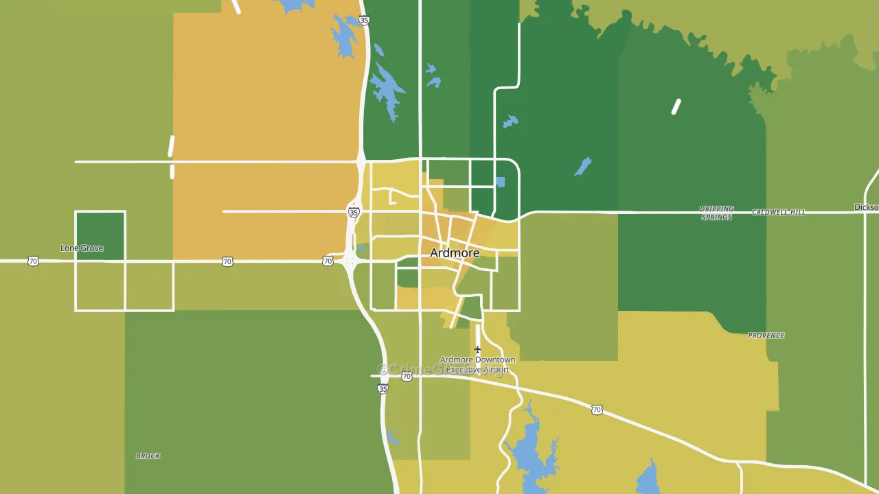73401, OK Map of Vehicle Theft Rates