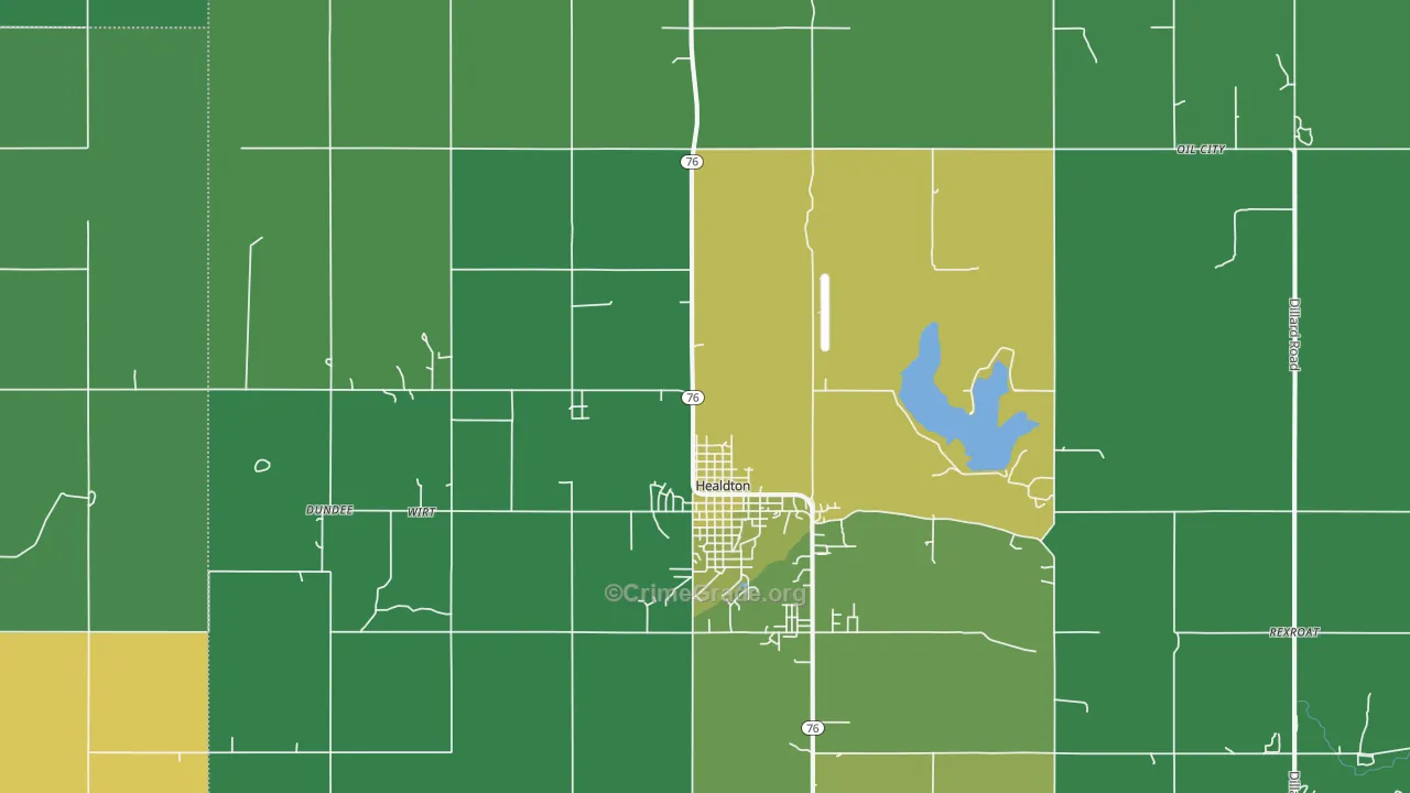 73438, OK Map of Vehicle Theft Rates