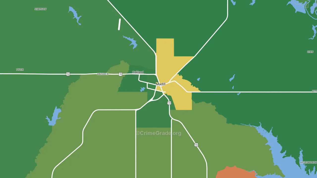 73446, OK Map of Vehicle Theft Rates